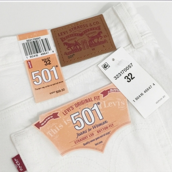 NWT LEVIS FOR ANTHROPOLOGIE WHITE 501 DISTRESSED HI RISE BUTTON FLY SHORTS - Picture 1 of 12